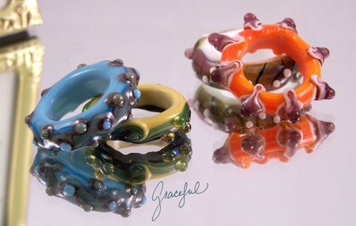 Custom Made Graceful Lampwork Big Hole Glass Rings In Many Colors (4)