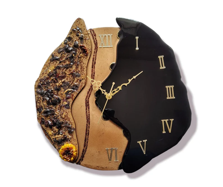 Custom Made Custom Made Epoxy Resin & Olive Wood Wall Clock, Filled With Top Quality Colored Epoxy