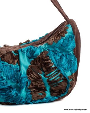 Custom Made Wisteria Custom Teal & Chocolate Leather Hobo Handbag Shoulder Bag By Bbeauty Designs