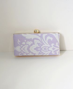 Custom Made Lavender Cotton Damask Clamshell Clutch Purse