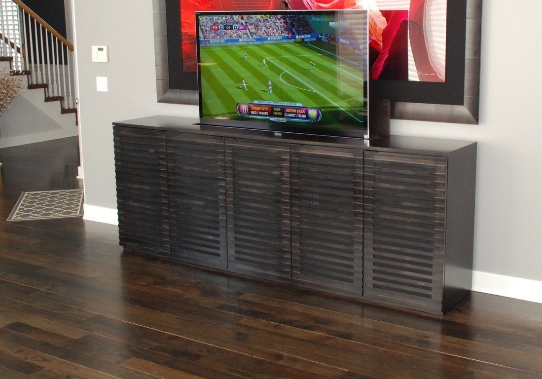 Custom Tv Lift Modern Cabinet By Belak Woodworking Llc