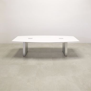 Custom Made Boat Shape Custom Conference Table, Engineered Stone Top - Aurora Meeting Table