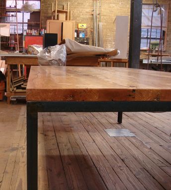 Custom Made Dining Table Base – Structural Steel And Reclaimed Oak