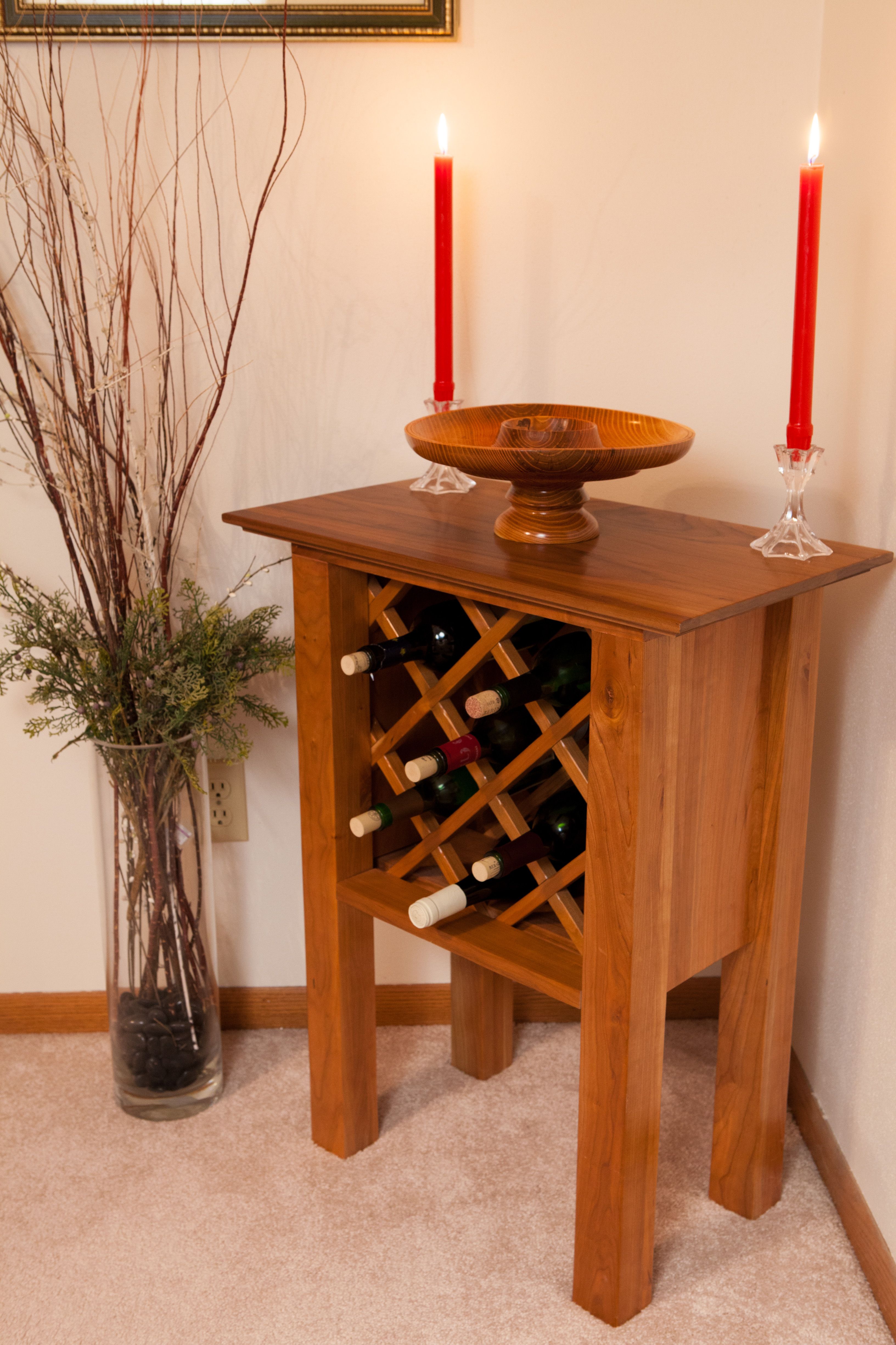 Custom Cherry Wine Rack Table by Parkinsons Custom Woodworks