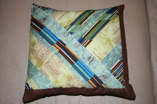 Custom Made Blue, Green, And Brown Pieced Decorative Pillows - Set Of Three