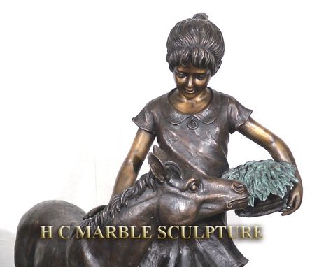 Custom Made Girl With Precious Pony, Bronze Sculpture