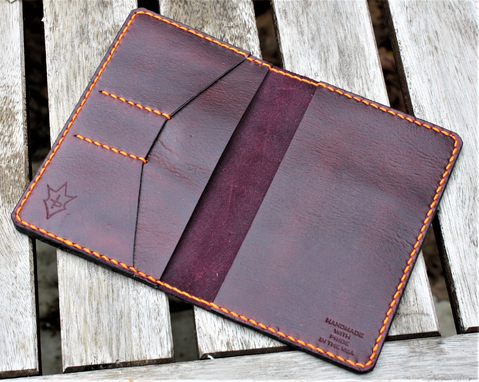 Custom Made Handmade Cover For Field Notes Card Wallet Scribo Horween Leather Purple Cavalier