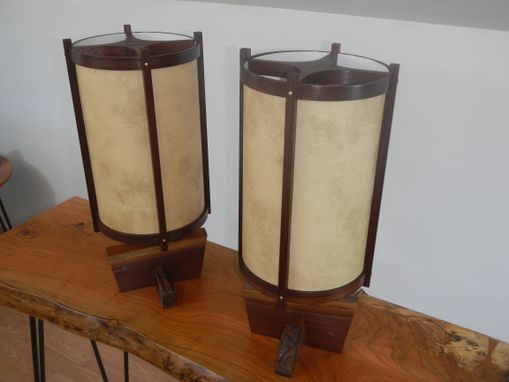 Custom Made Modern Style Nakashima Inspired Wood Lamps