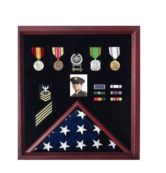 Custom Made Flag And Photo Display Case,Photo And Medal Display Case