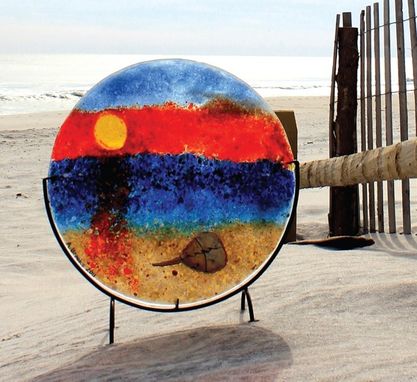 Custom Made Fused Glass Beach Scene