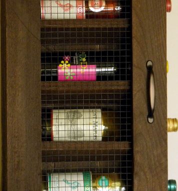 Custom Made Handcrafted Wine Cabinet With Early American Stained Finish