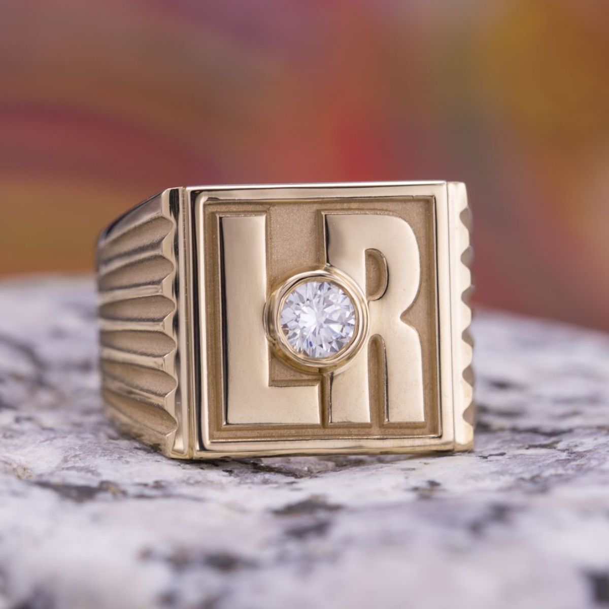 Monogram Ring - Custom Initial Letter Ring Vintage Retro