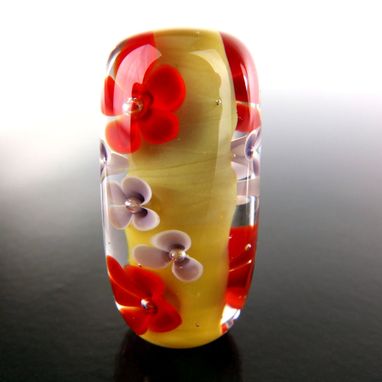 Custom Made Dijon Floral Bead Handmade Lampwork Glass By Gemfox Sra Usa