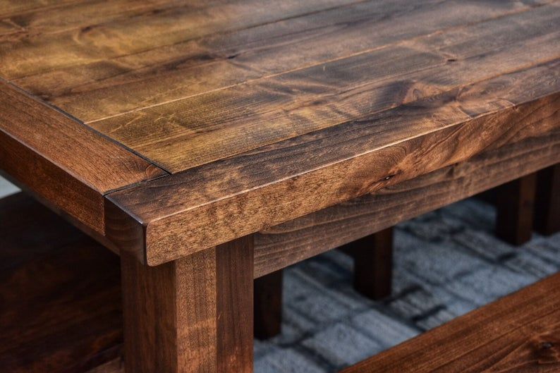 Buy Hand Crafted Alder Wood Dining Table Custom Stain Options, made to