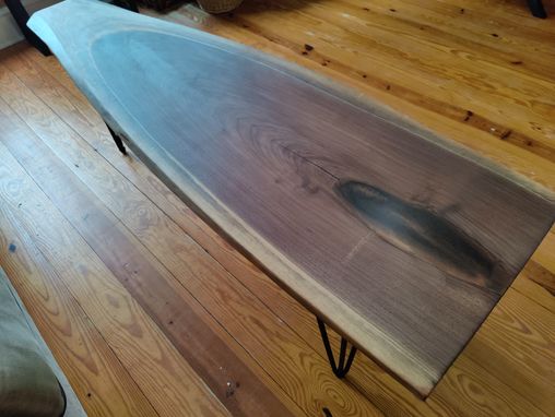 Custom Made Live Edge Black Walnut Coffee Table - Handmade Sofa Table - Rustic Natural Slab