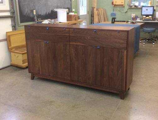 Custom Made Solid Walnut Buffet With Matching Walnut Extension Table