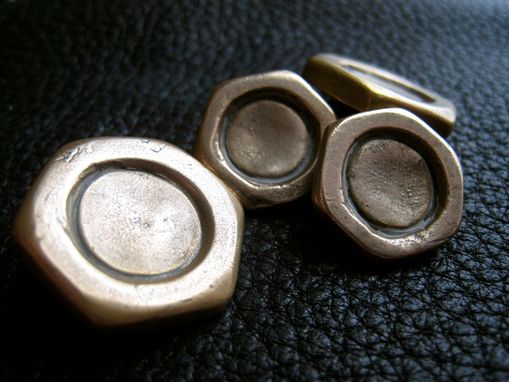 Custom Made Handyman Special Hexagonal Nut Blazer Buttons In Solid Bronze