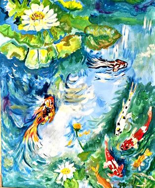 Custom Made Koi Fish Painting, Original, On Canvas. One Of Kind, Only One Available