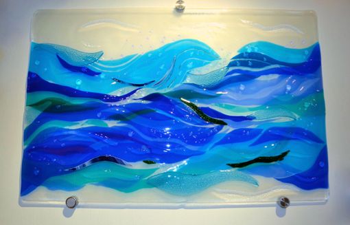 Custom Made 'Brilliant Waters Ii', Fused Glass, 36