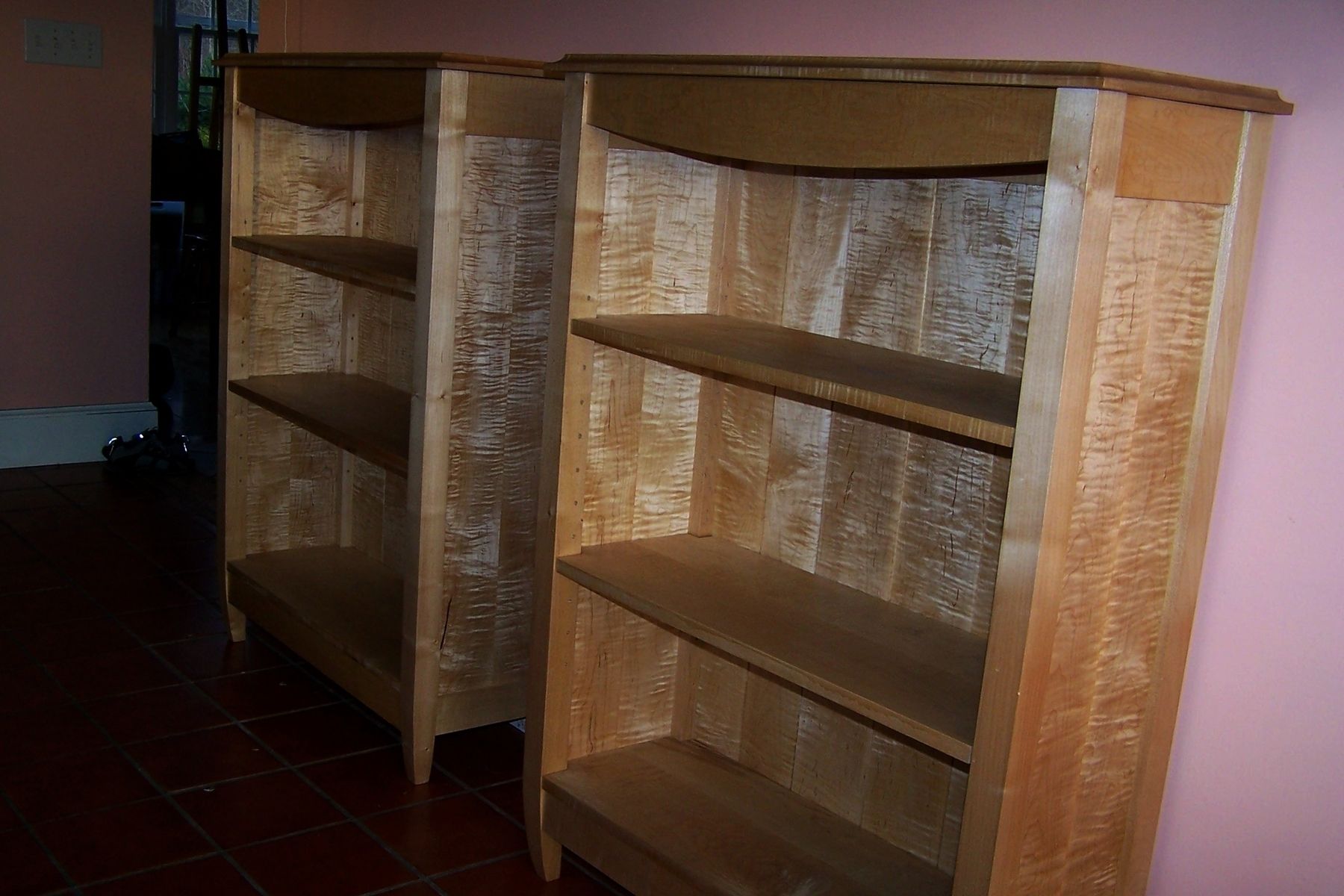 Custom Made Tiger Maple Bookcase by Blue Hill & Woodwork