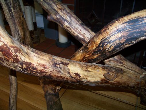 Custom Made Driftwood Glass Topped Coffee Table