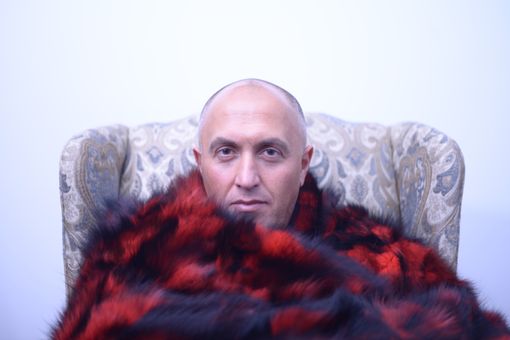Custom Made Black And Red Fox Fur Blanket