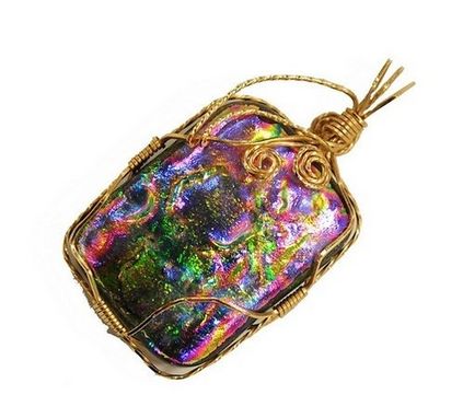 Custom Made Art Of The Soul Dichroic Wire Wrapped Pendant