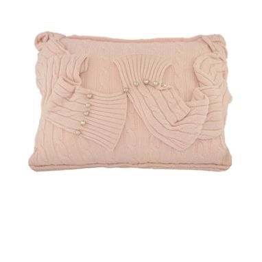 Custom Made Preppy Inspired Cable Cashmere Pillow Accented With Antique Baroque Pearl Beads