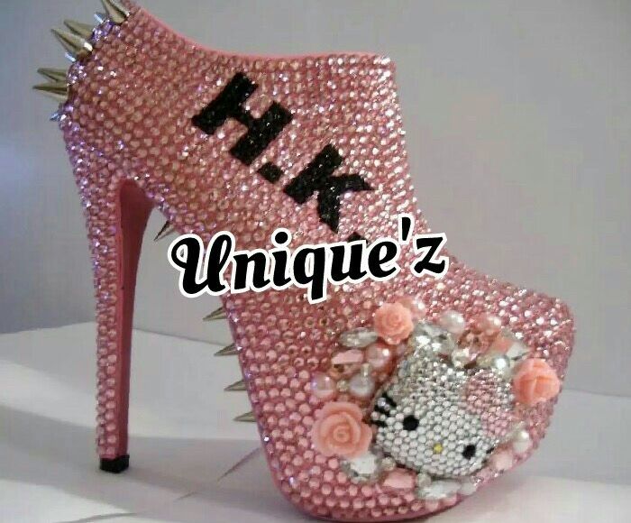 Buy A Hand Crafted Hello Kitty Spiked Rhinestone Ankle Booties 3d Bad 