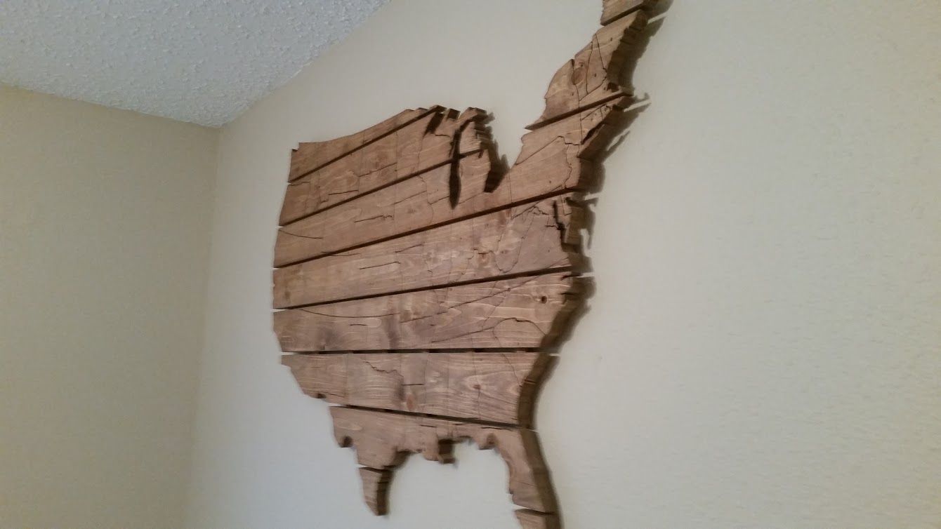 Buy Hand Crafted Usa Map Large Wooden Wall Art, made to order from