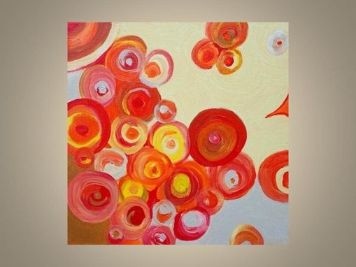 Custom Made Circles Painting Abstract Modern Original-12"X12" Orange Yellow Circles Painting Devikasart