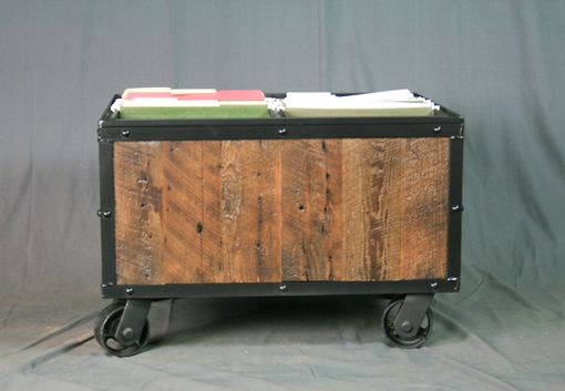 Custom Made Reclaimed Wood File Cart. Rolling. Vintage Rustic & Modern Office Furniture. Customizable.