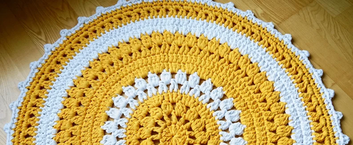Custom Made Yellow - White Crochet Rug, Handmade Home Decoration, Crochet Rugs