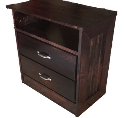 Custom Made Red Mahogany Nightstand With 2 Drawers And Shelf