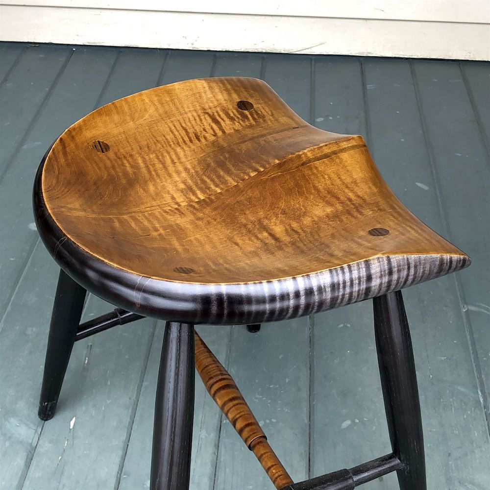 Handmade Guitar Stool - Vintage Orange Tiger Maple - Black Ash by GARNY ...