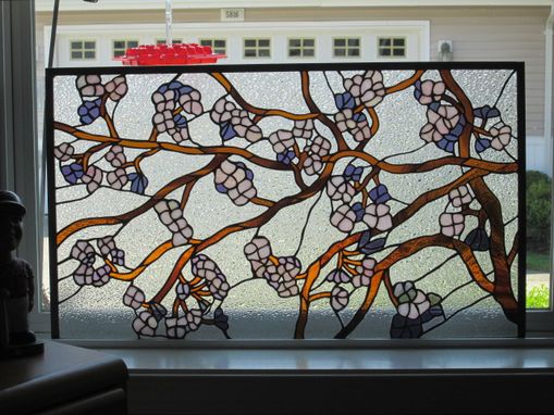 Custom Made Cherry Blossom Stained Glass Panel