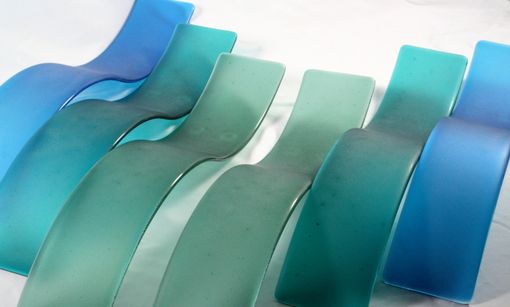 Custom Made Fused Glass Wall Art/ Wave Sculpture- Sea Glass (Set Of 6)