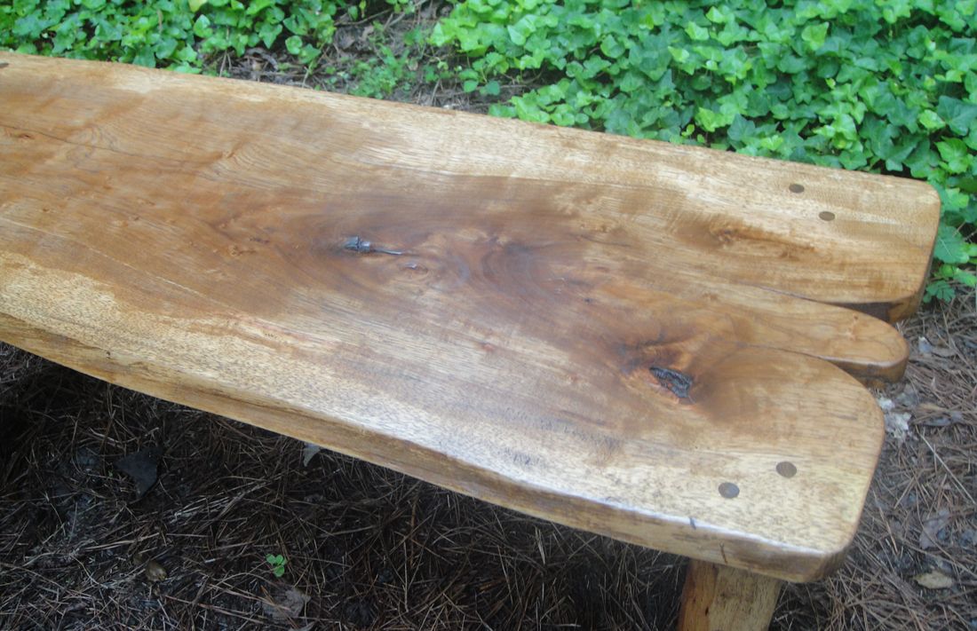 Buy Hand Made Table Or Bench In Solid Pecan With Live Edges And Hand