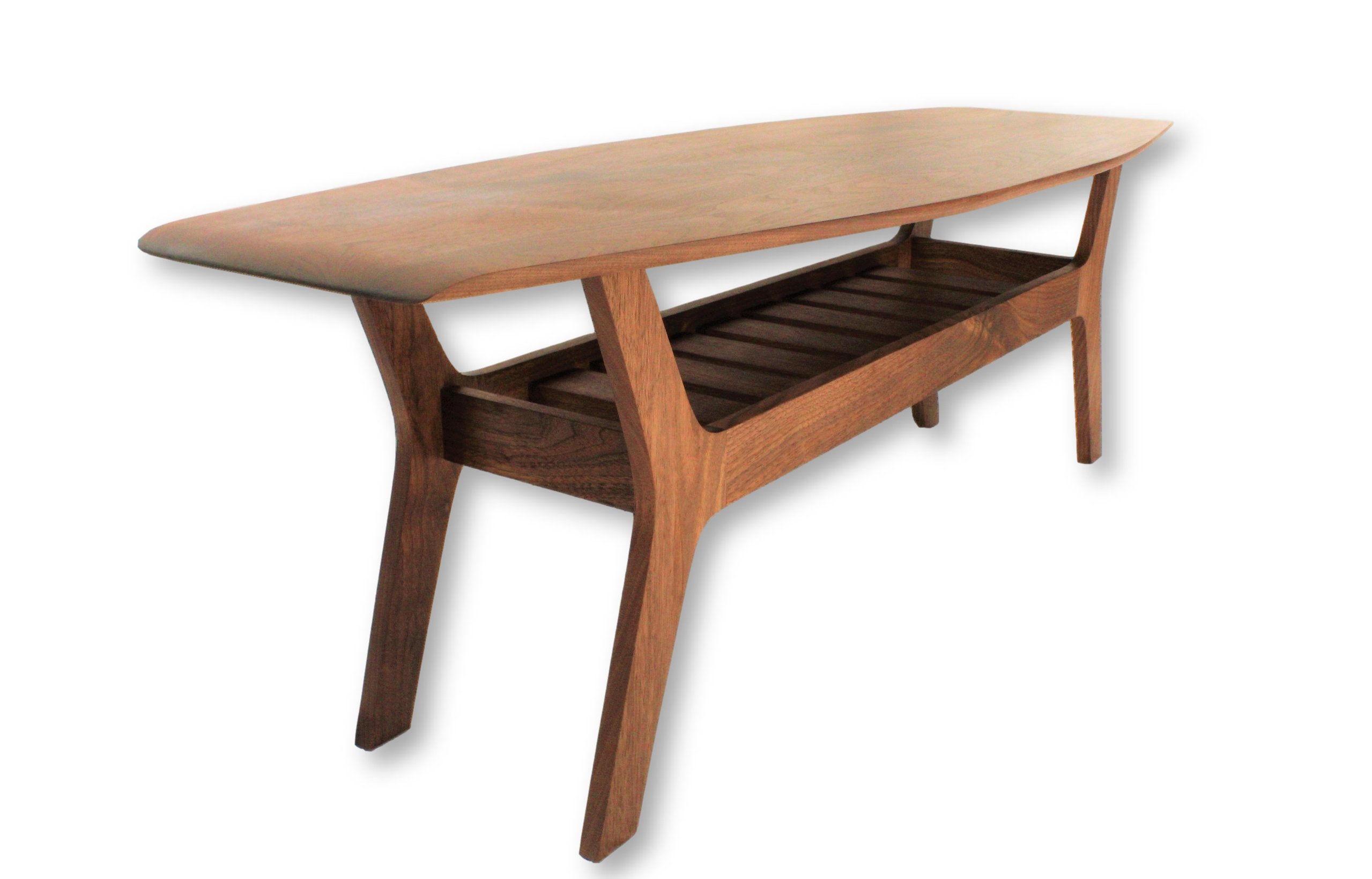 Hand Crafted Spicoli Danish Surfboard Coffee Table In Walnut by Daniel
