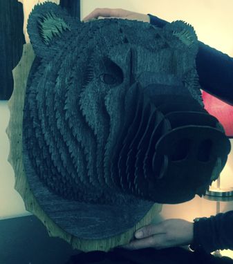 Custom Made Wooden Bear Display Of Ash