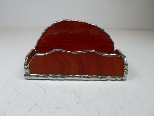 Custom Made Stained Glass Business Card Holder In Orange