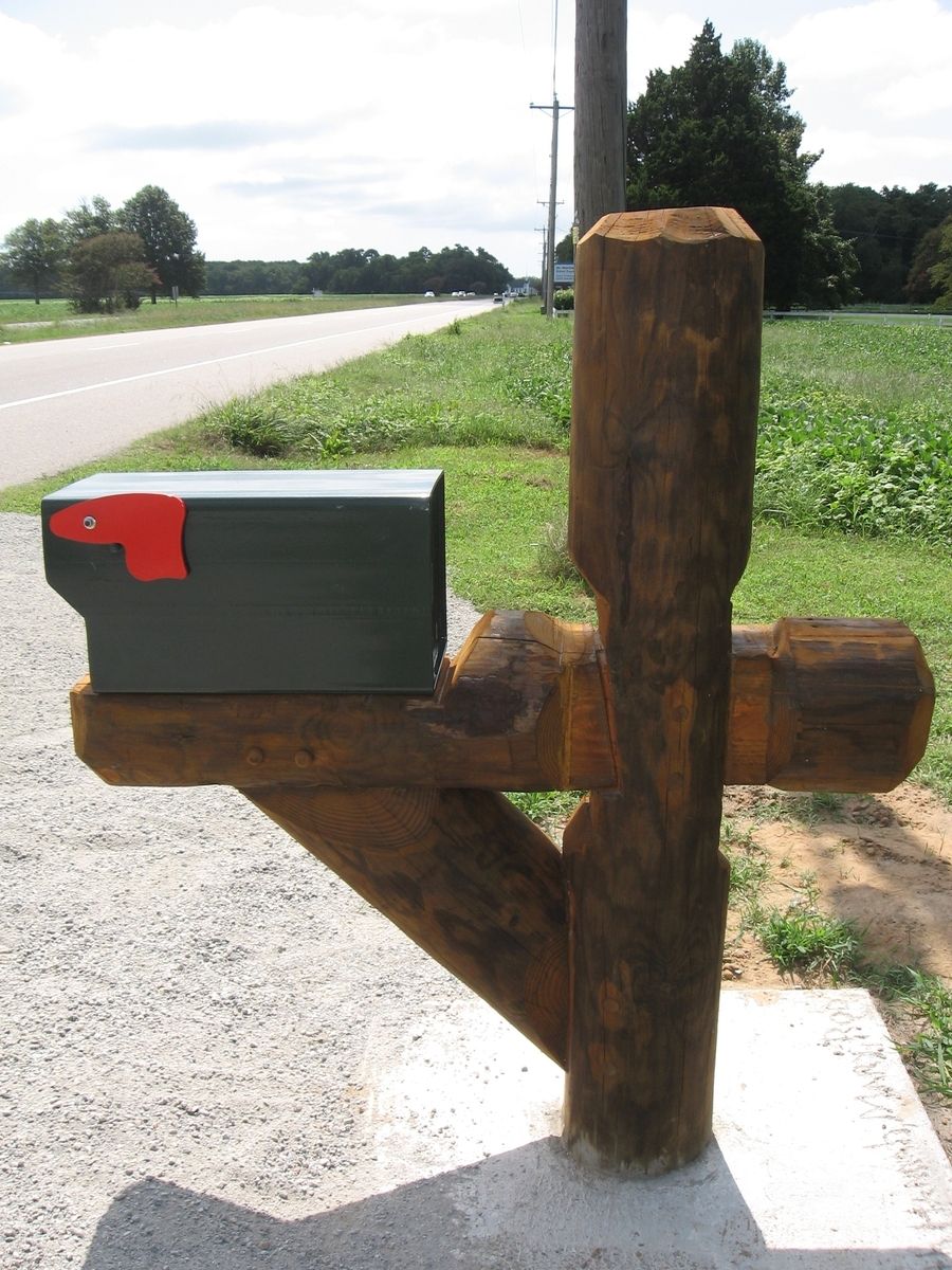 Custom Made Round Heavy Timber Frame Mailbox Post by TimberrWorks