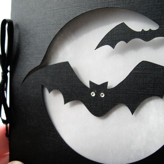 Hand Made Bat Halloween Silhouette Cut Paper Greeting Card by Arwen ...