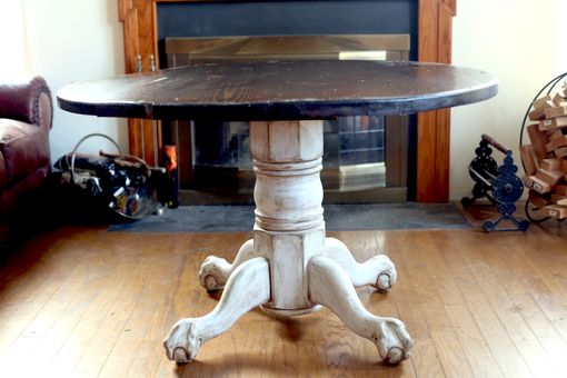 Custom Made Distressed Farmhouse Pedestal Walnut Dining Table