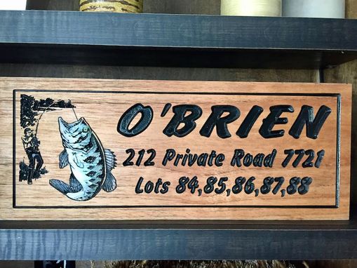 Custom Made Personalized Lake House Sign, Sign For Outside, Large Mouth Bass, Wooden Fishing Plaques