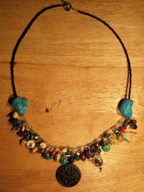 Custom Made Beautiful Turquoise And Silver Beaded Fringe Necklace