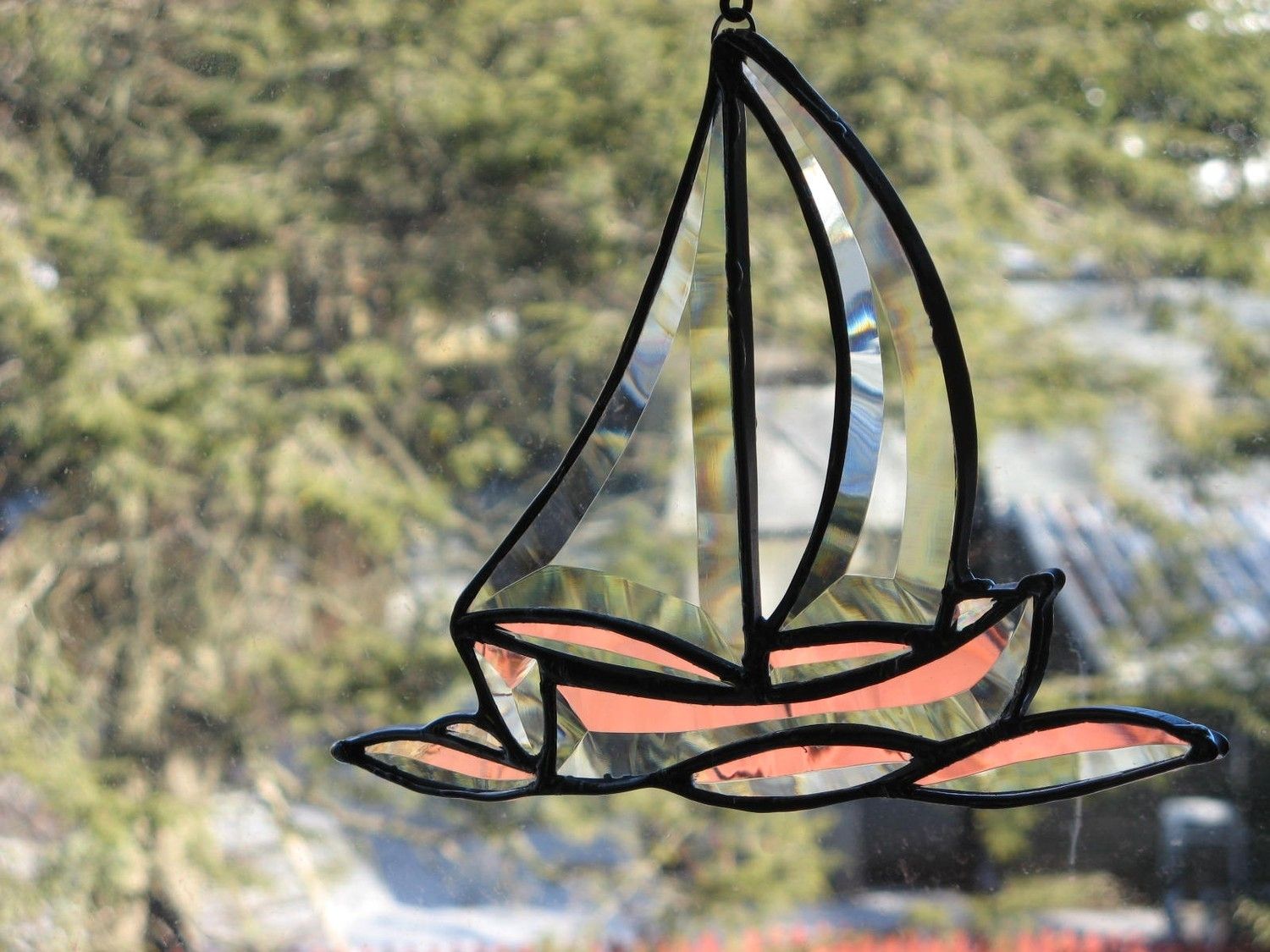 buy hand crafted stained glass beveled sailboat on waves