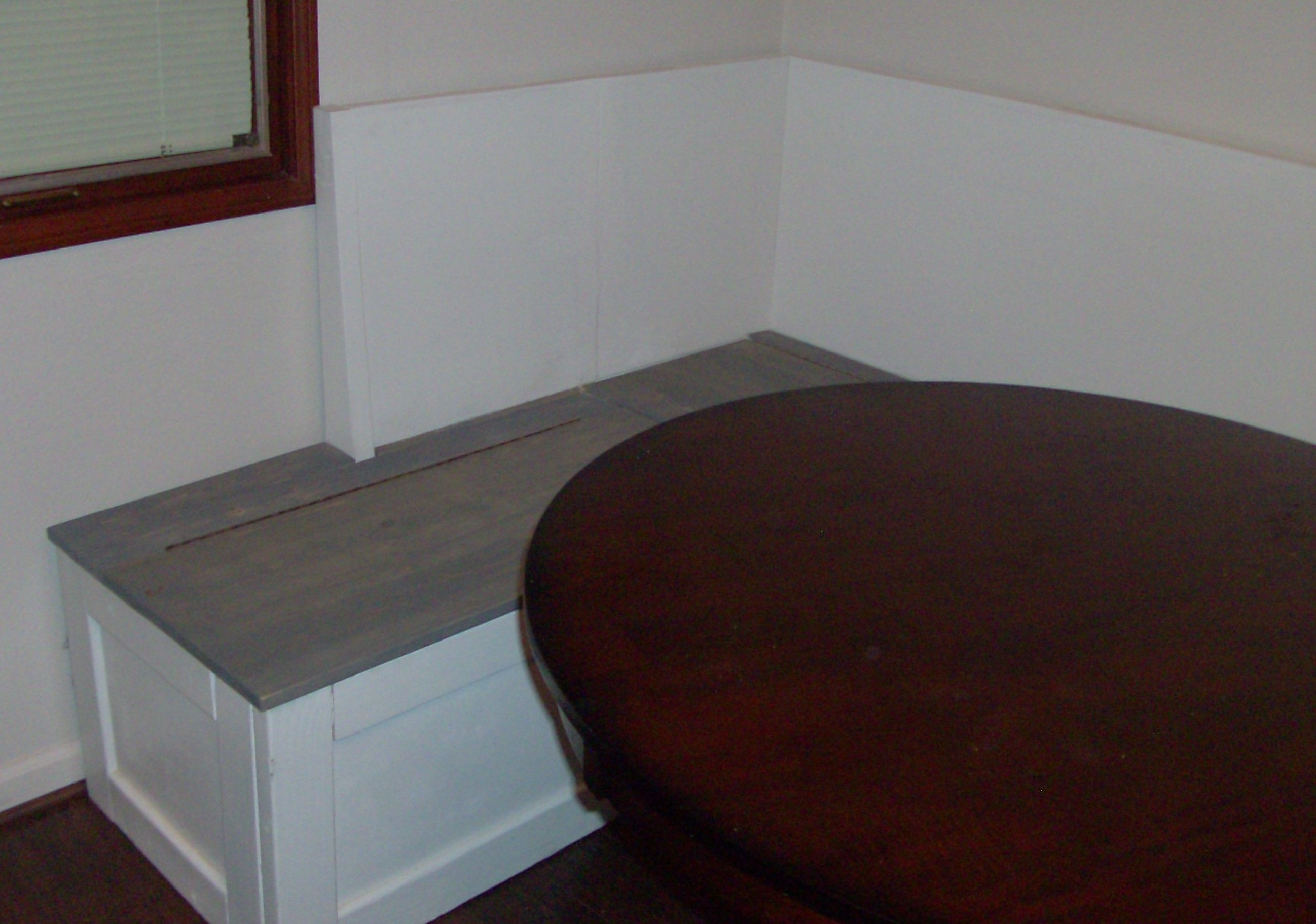 Hand Crafted Corner Dining Bench With Back And Under Seat Storage by