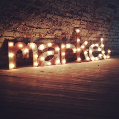 Custom Made Market Lighted Letters Lowercase Rusty Marble Finish