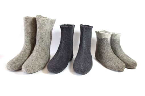 Custom Made Womens Wool Boots Shades Of Grey Curls